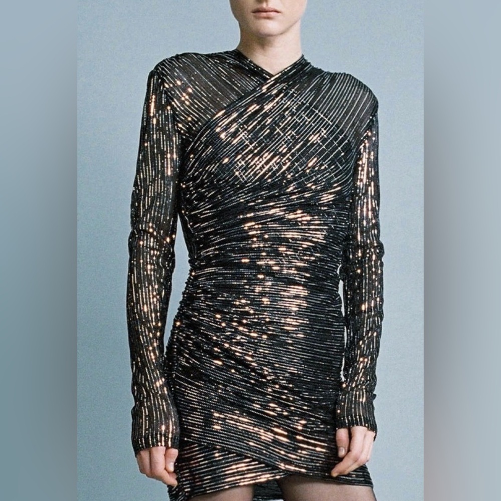 Sabina Musayev Lapisa Mini Black Dress with Silver